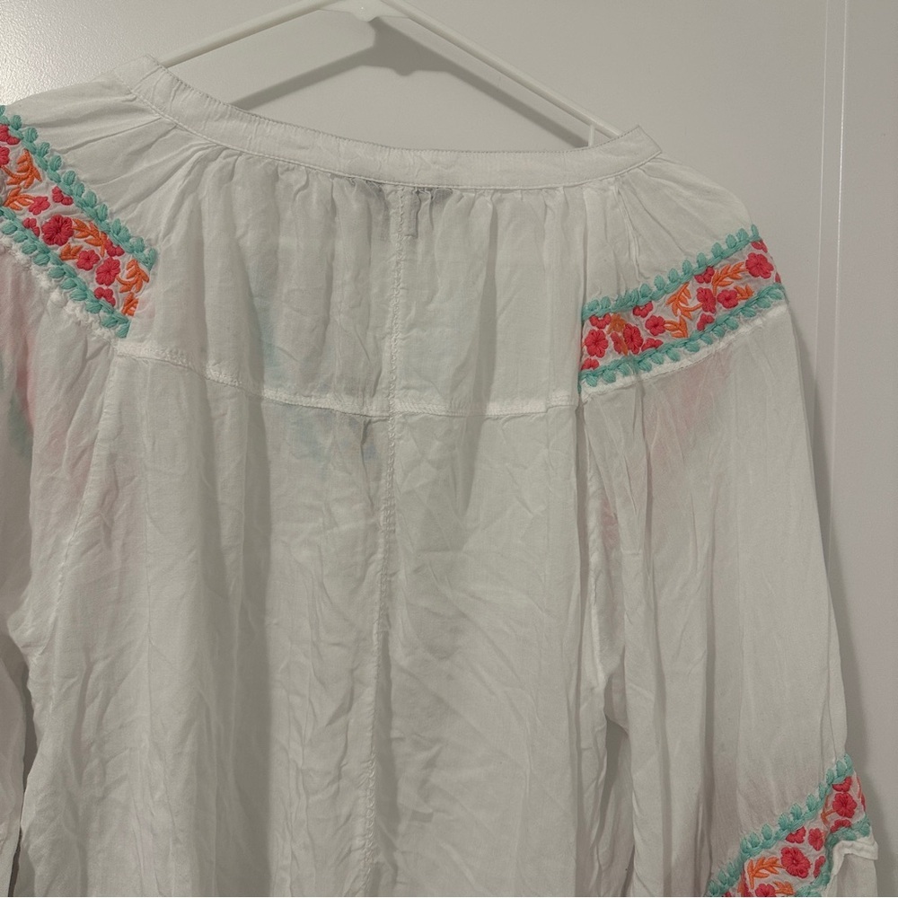Hatley Embroidered White Long Sleeve Modal Tunic Size Small - Picture 13 of 15